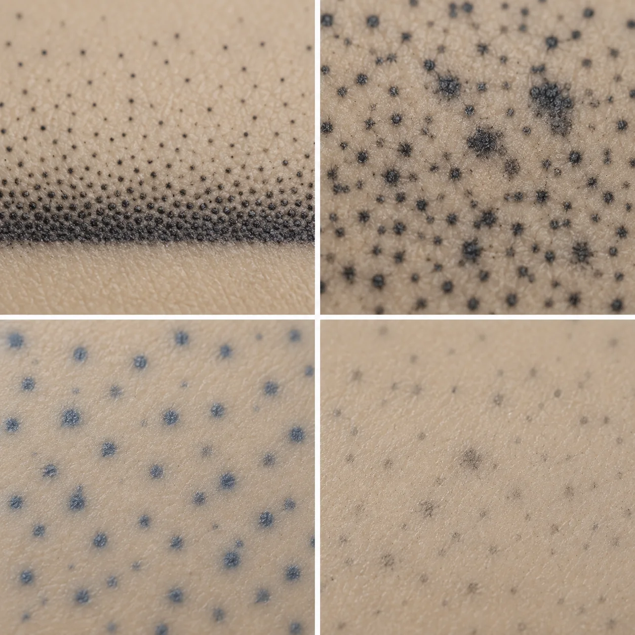 Illustrations of pigment patterns on practice material
